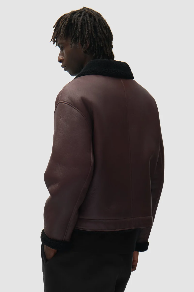 Veste en cuir shearling - Bordeaux