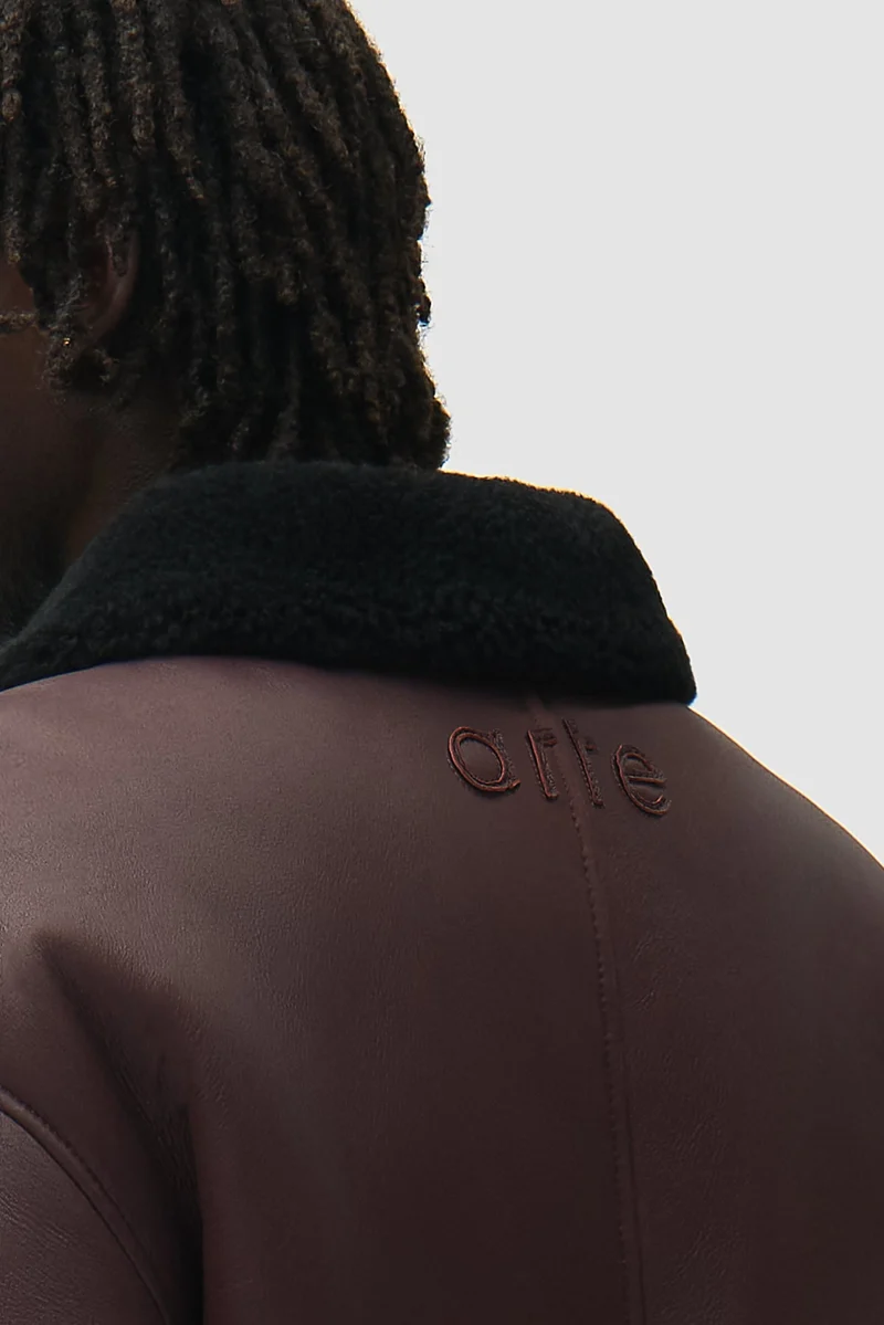 Veste en cuir shearling - Bordeaux