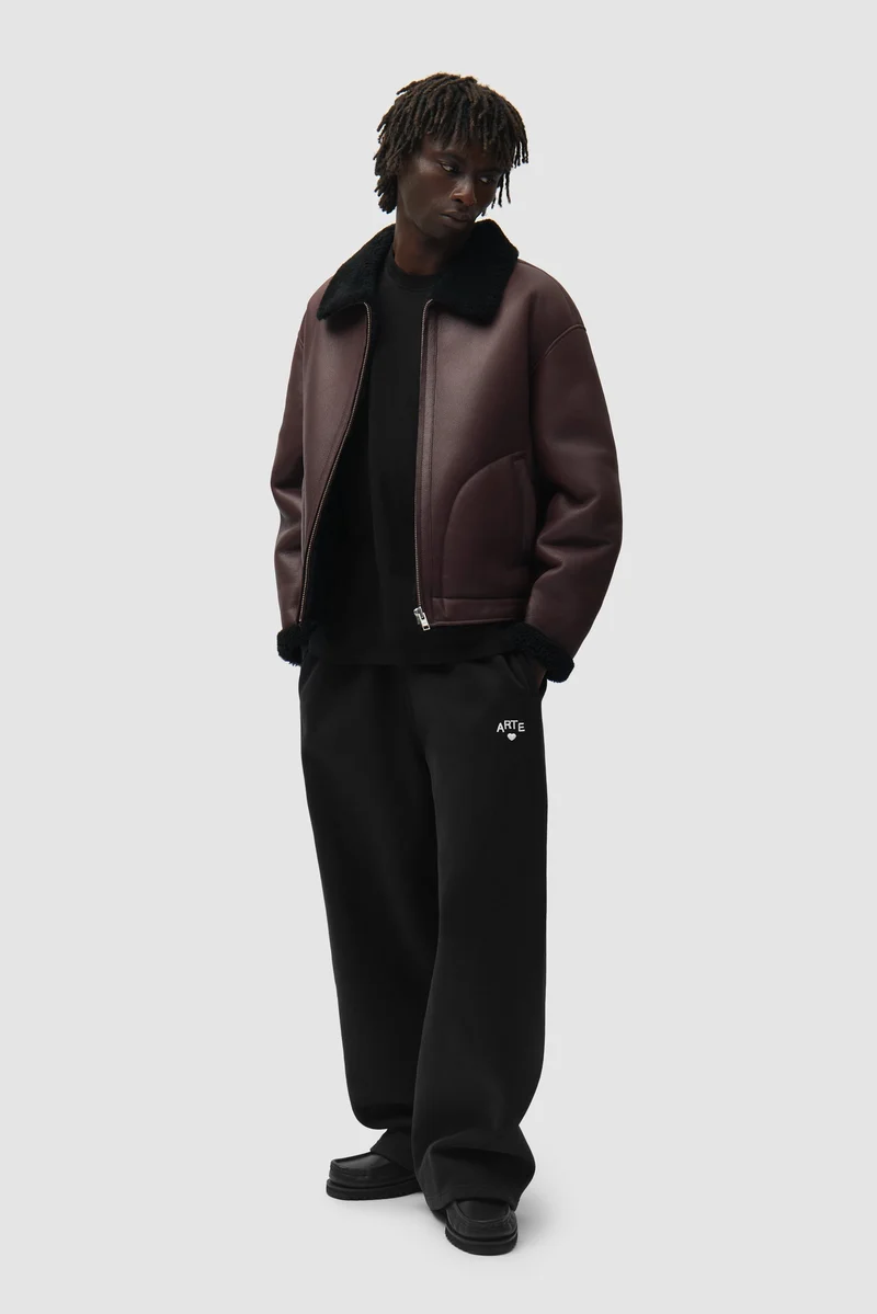 Veste en cuir shearling - Bordeaux