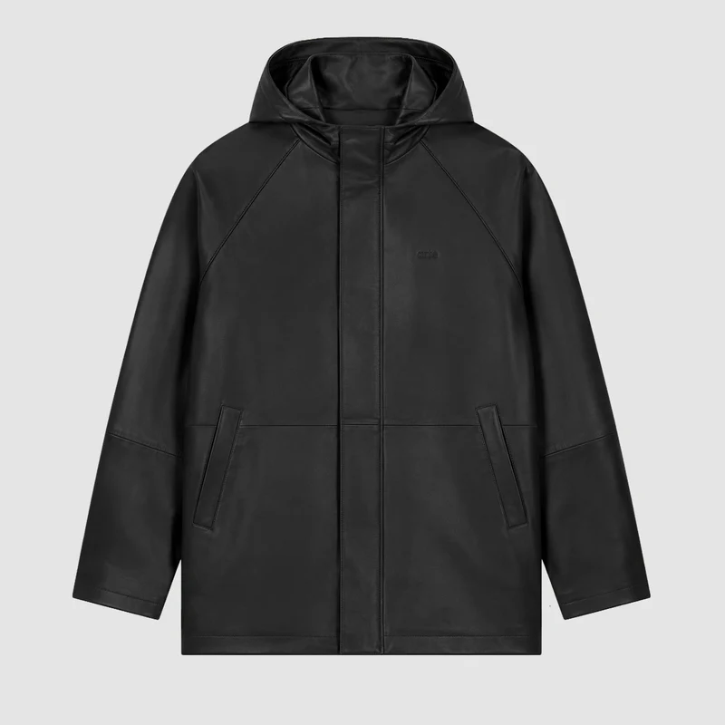 Imperméable en cuir - Noir
