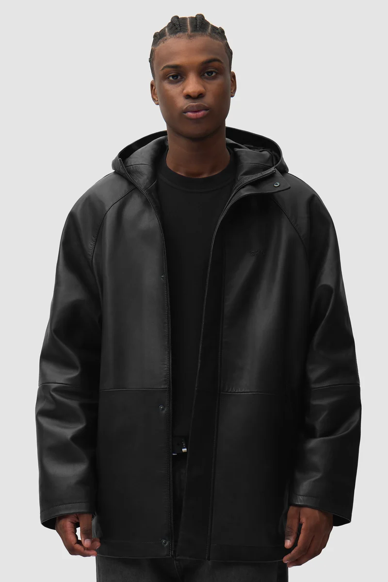 Imperméable en cuir - Noir