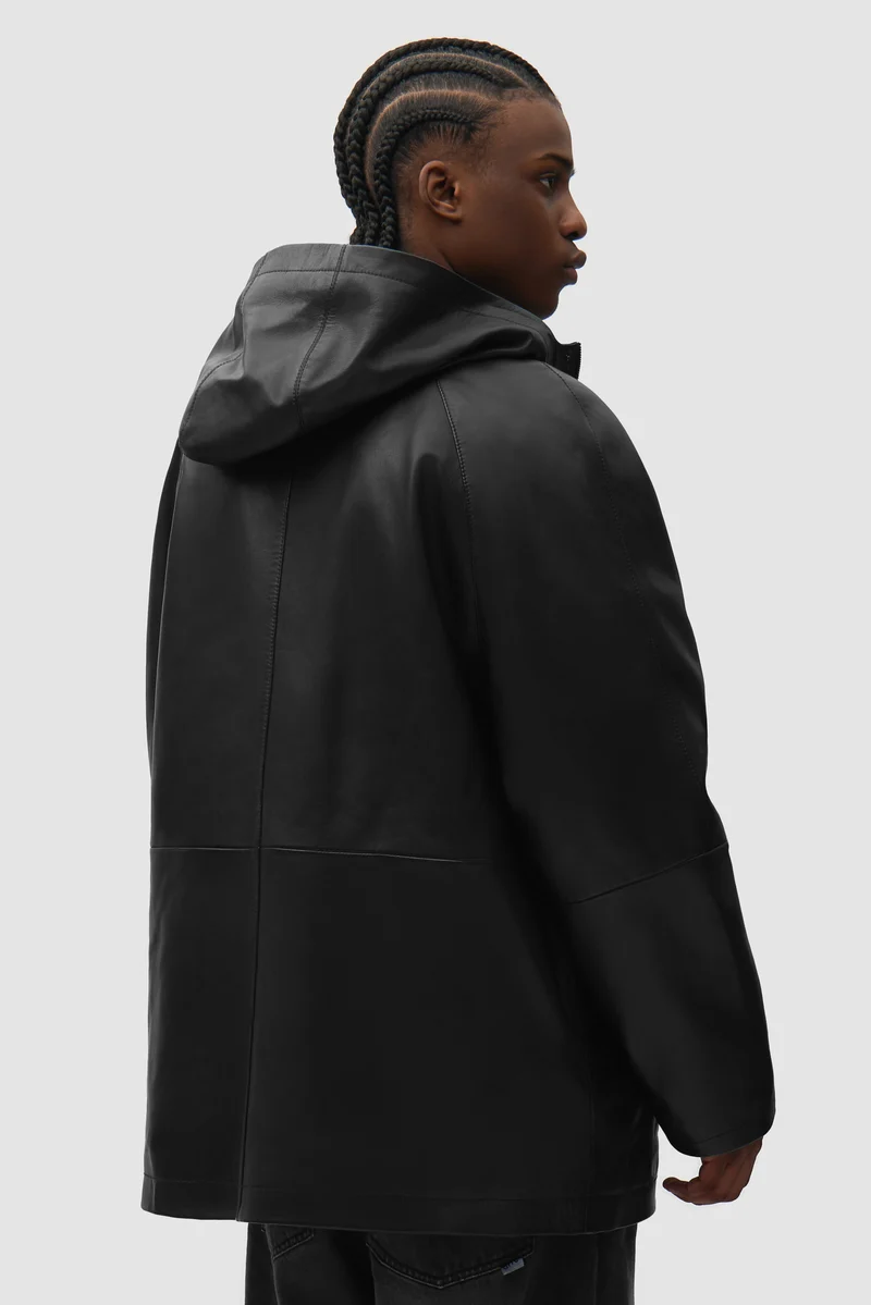 Imperméable en cuir - Noir