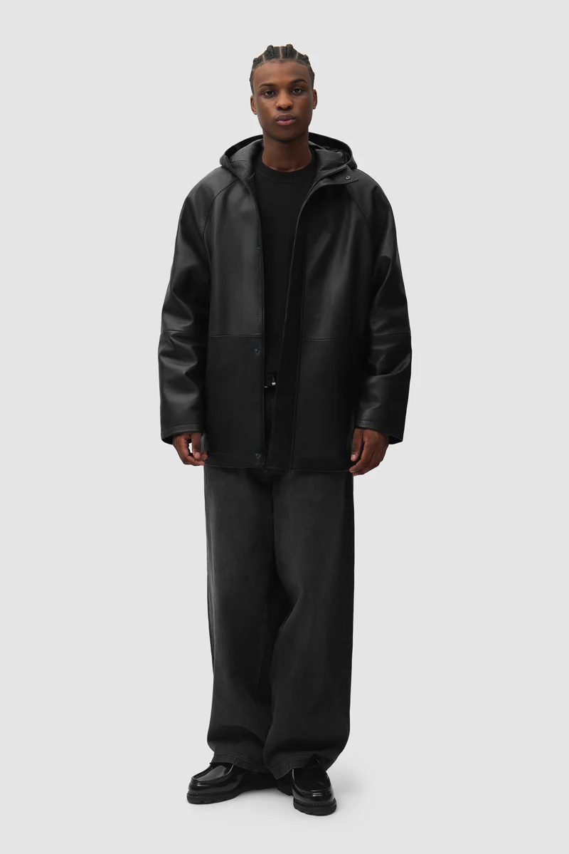 Imperméable en cuir - Noir