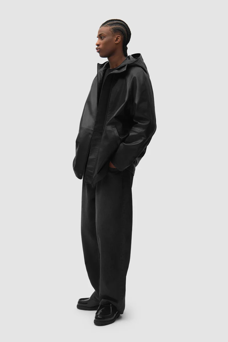 Imperméable en cuir - Noir