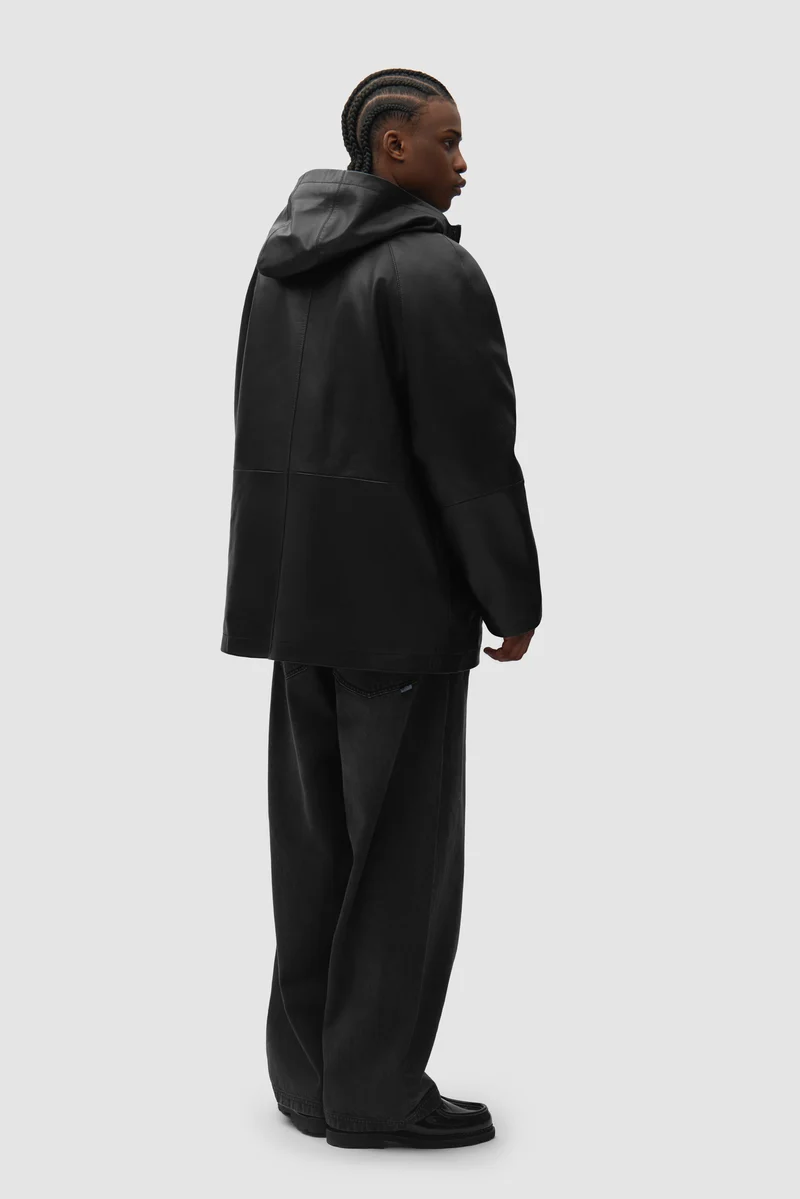 Imperméable en cuir - Noir