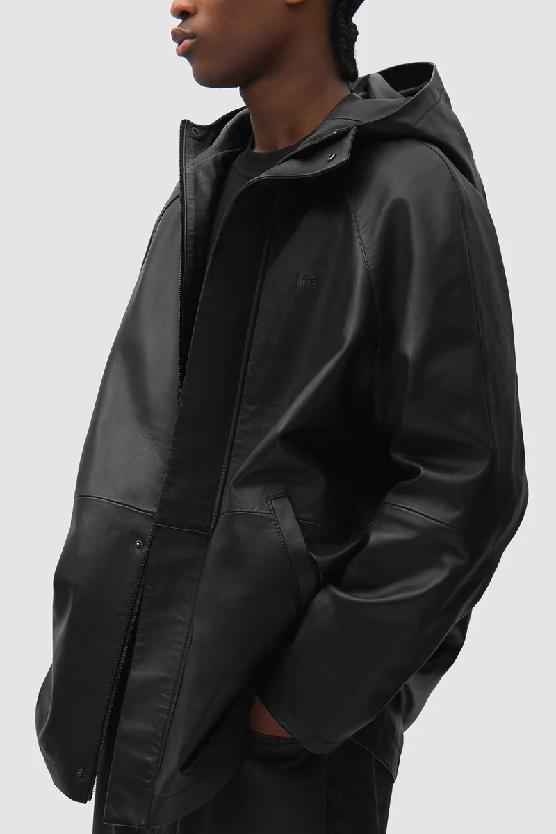 Imperméable en cuir - Noir