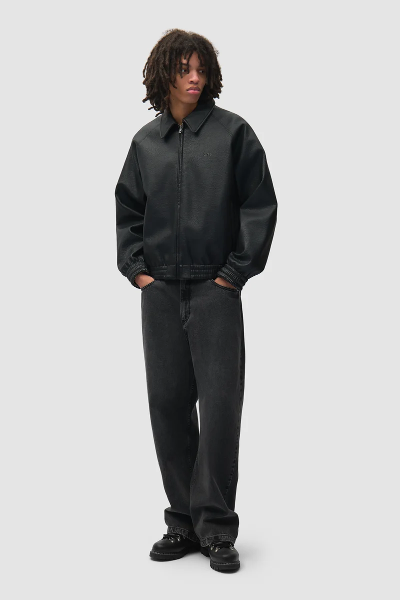 Veste d'uniforme réversible en cuir - Noire