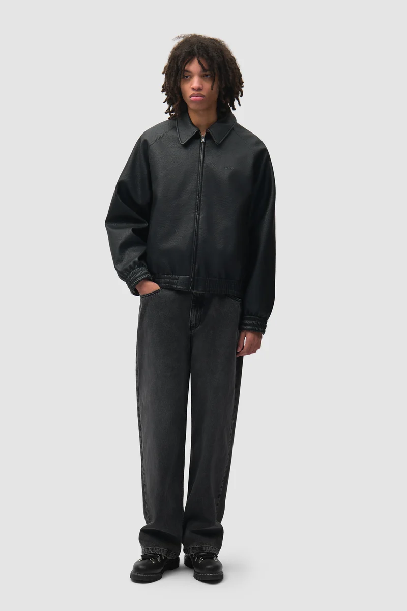 Veste d'uniforme réversible en cuir - Noire