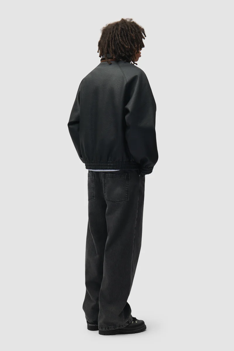 Veste d'uniforme réversible en cuir - Noire