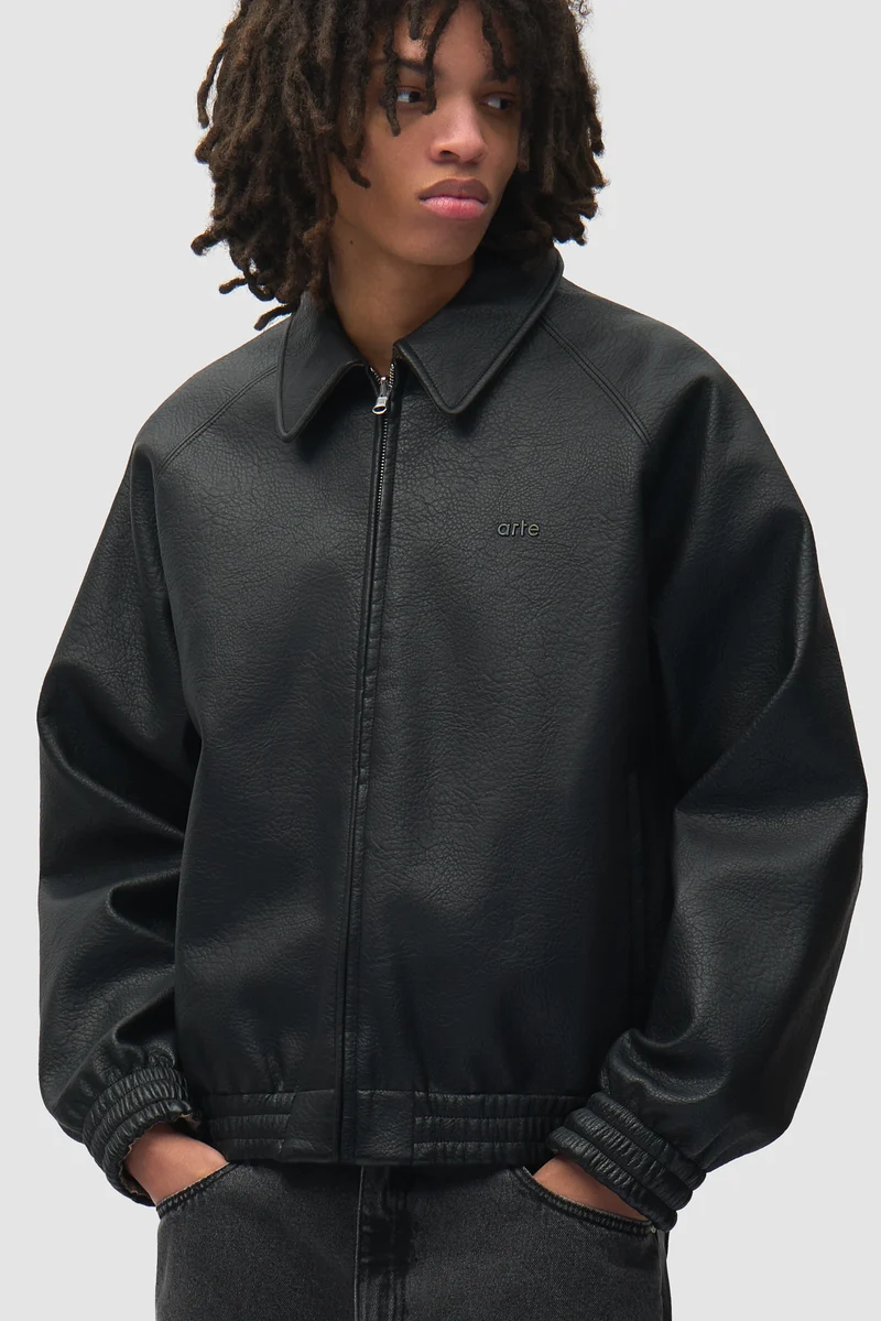 Veste d'uniforme réversible en cuir - Noire
