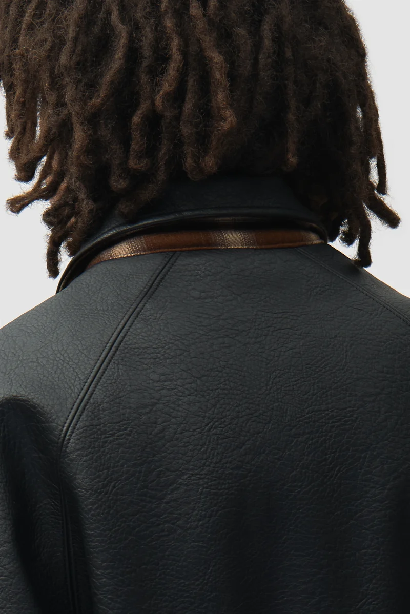Veste d'uniforme réversible en cuir - Noire