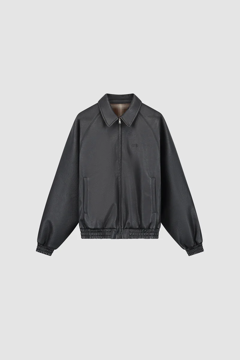 Veste d'uniforme réversible en cuir - Noire