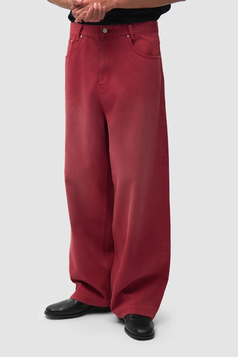 Denim délavé « Ease » - Rouge