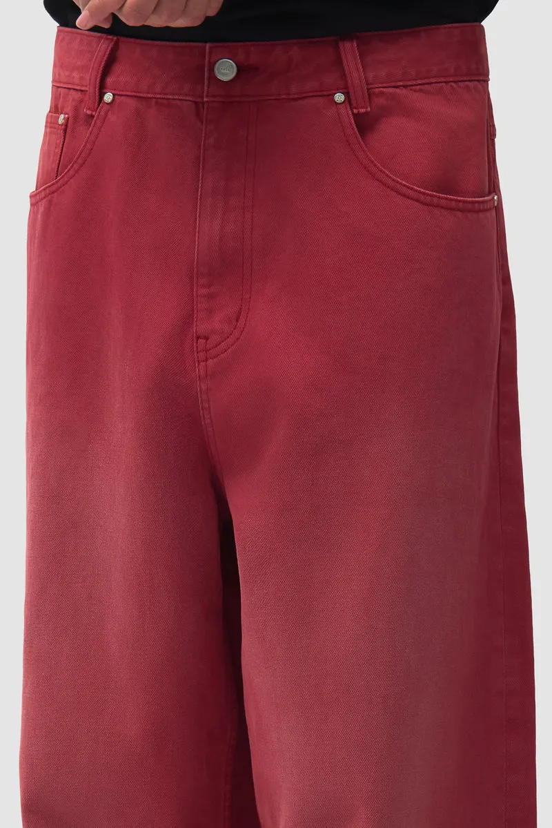 Denim délavé « Ease » - Rouge