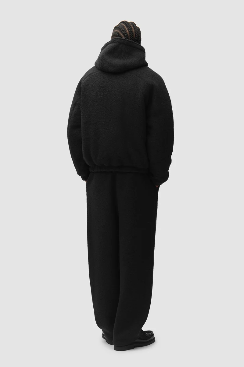 Veste à capuche en laine bouillie - Noire
