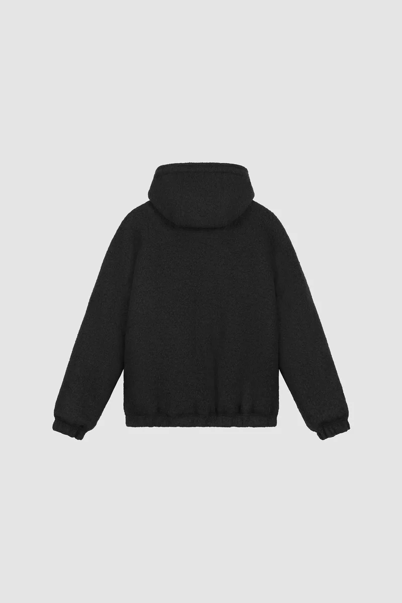 Veste à capuche en laine bouillie - Noire