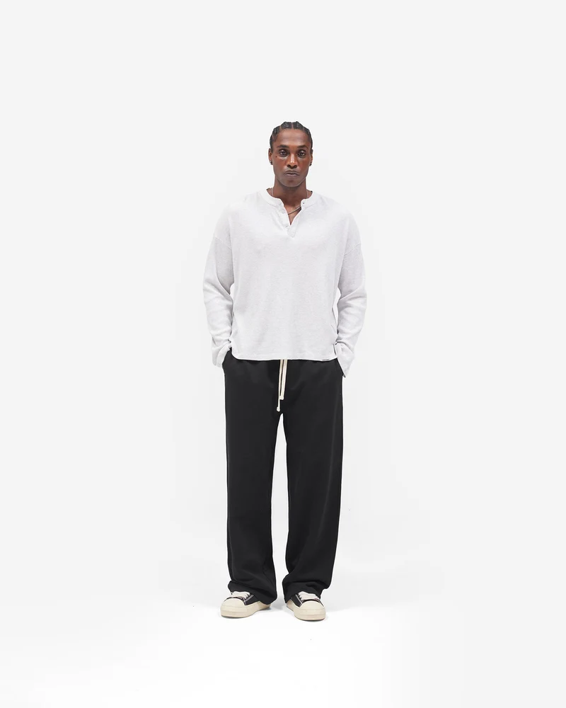 Initial Wide Leg Sweatpants - Jet Black