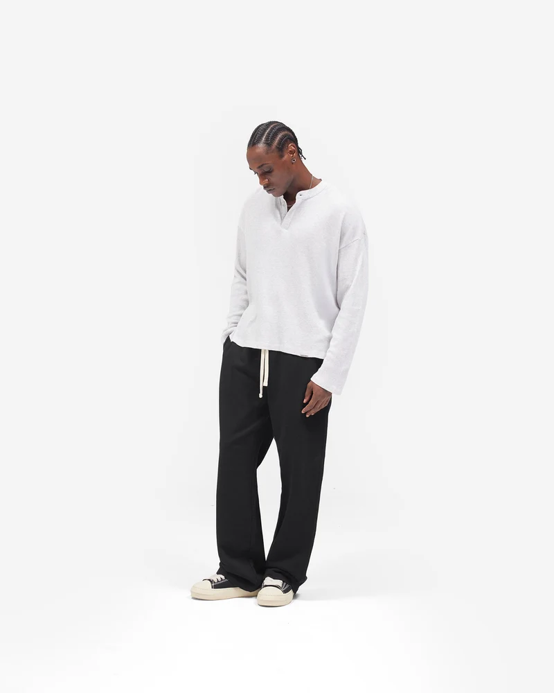 Initial Wide Leg Sweatpants - Jet Black