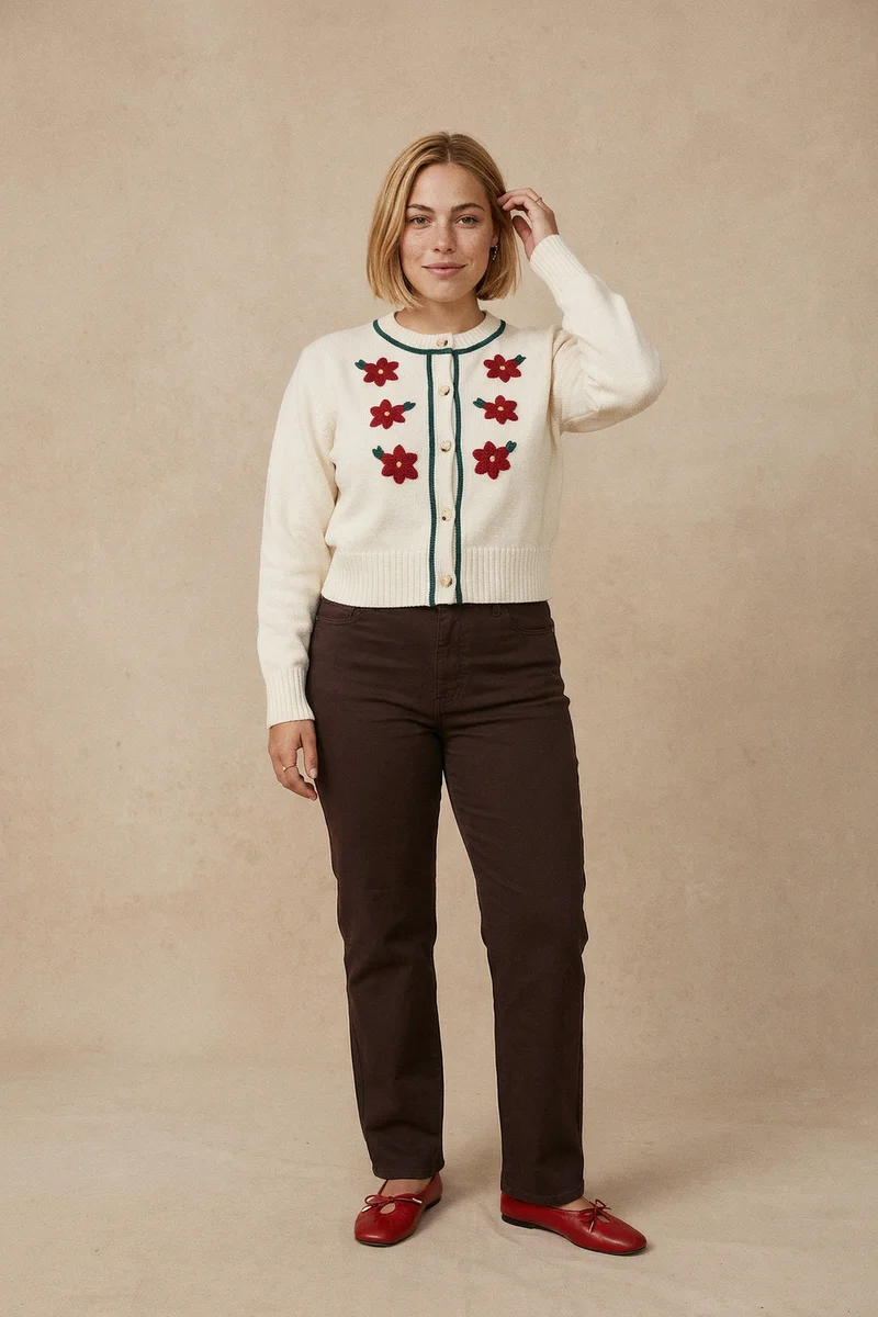 Cardigan Sissi Crème en Laine
