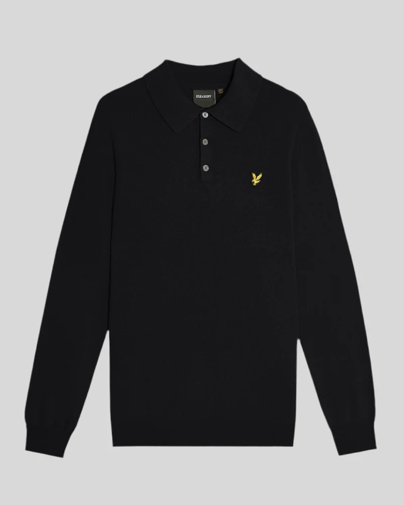 Merino Blend Long Sleeve Polo Shirt