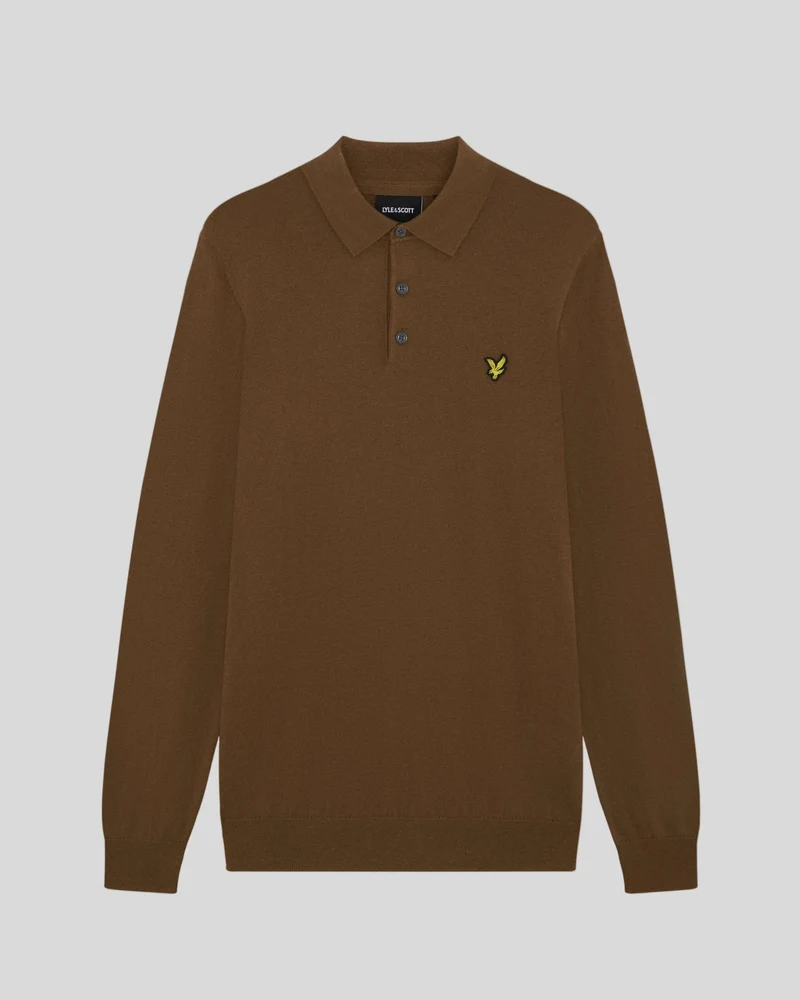 Merino Blend Long Sleeve Polo Shirt