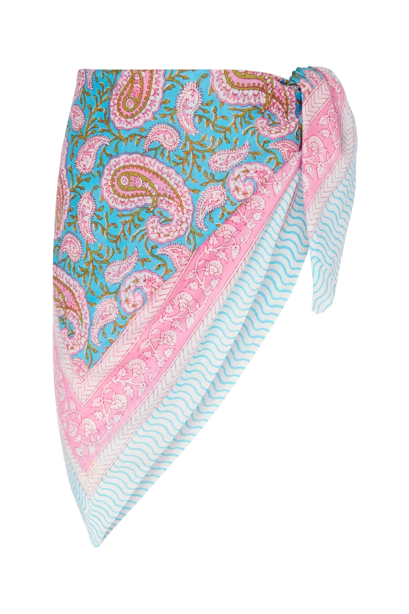 Le Paréo - Imprimé Cachemire Rose - Bleu