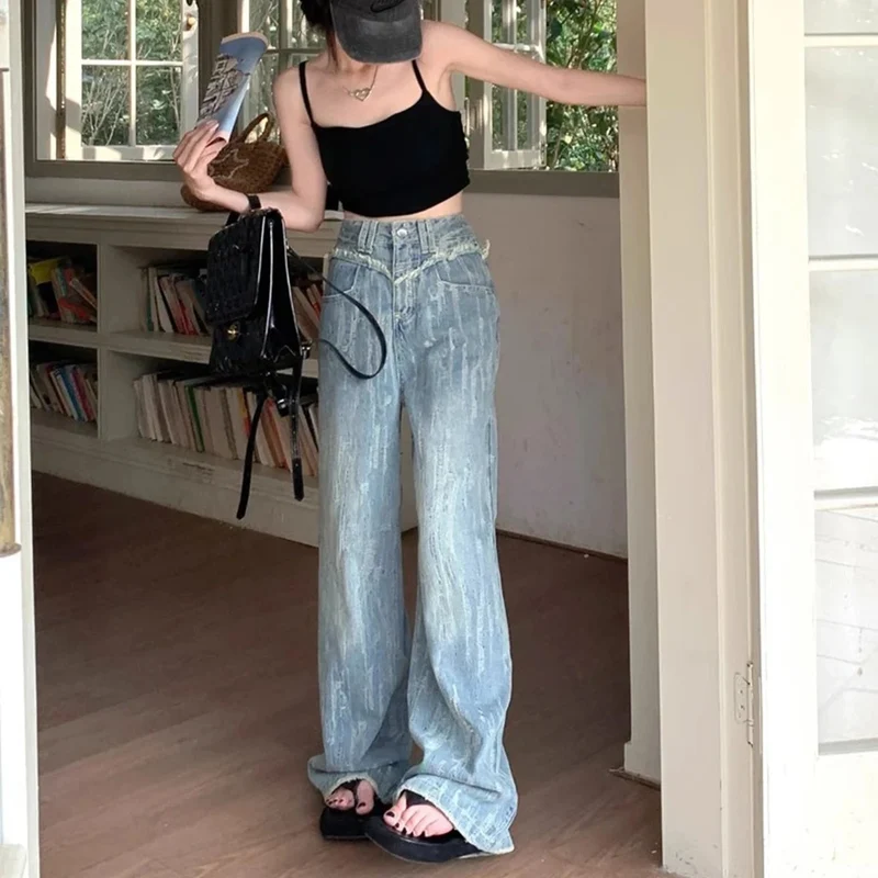 Jean large effiloché