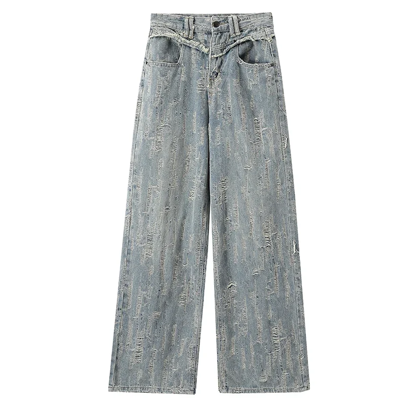 Jean large effiloché
