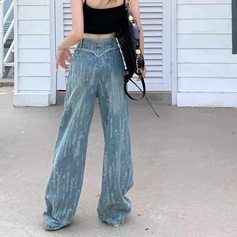 Jean large effiloché
