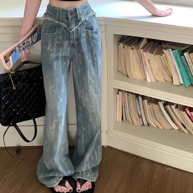 Jean large effiloché