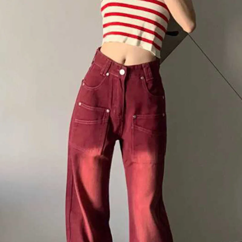 Jean large rouge