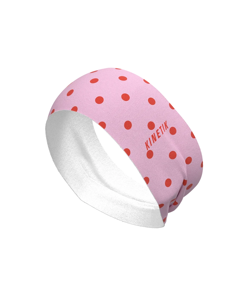 HEADBAND RETRO DOTY CORAL ROSE