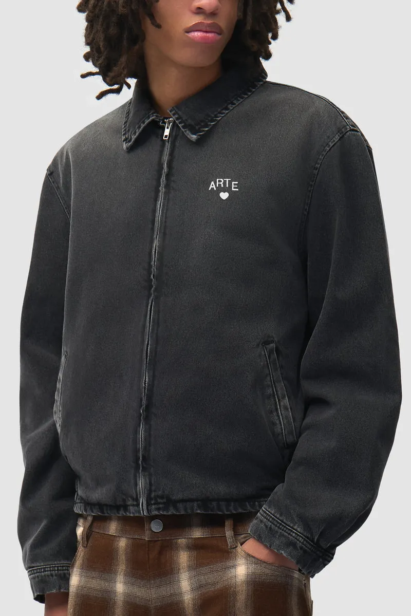 Veste classique en denim délavé - Noir