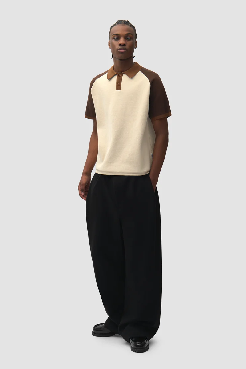 Pantalon de galerie plissé en laine - Noir
