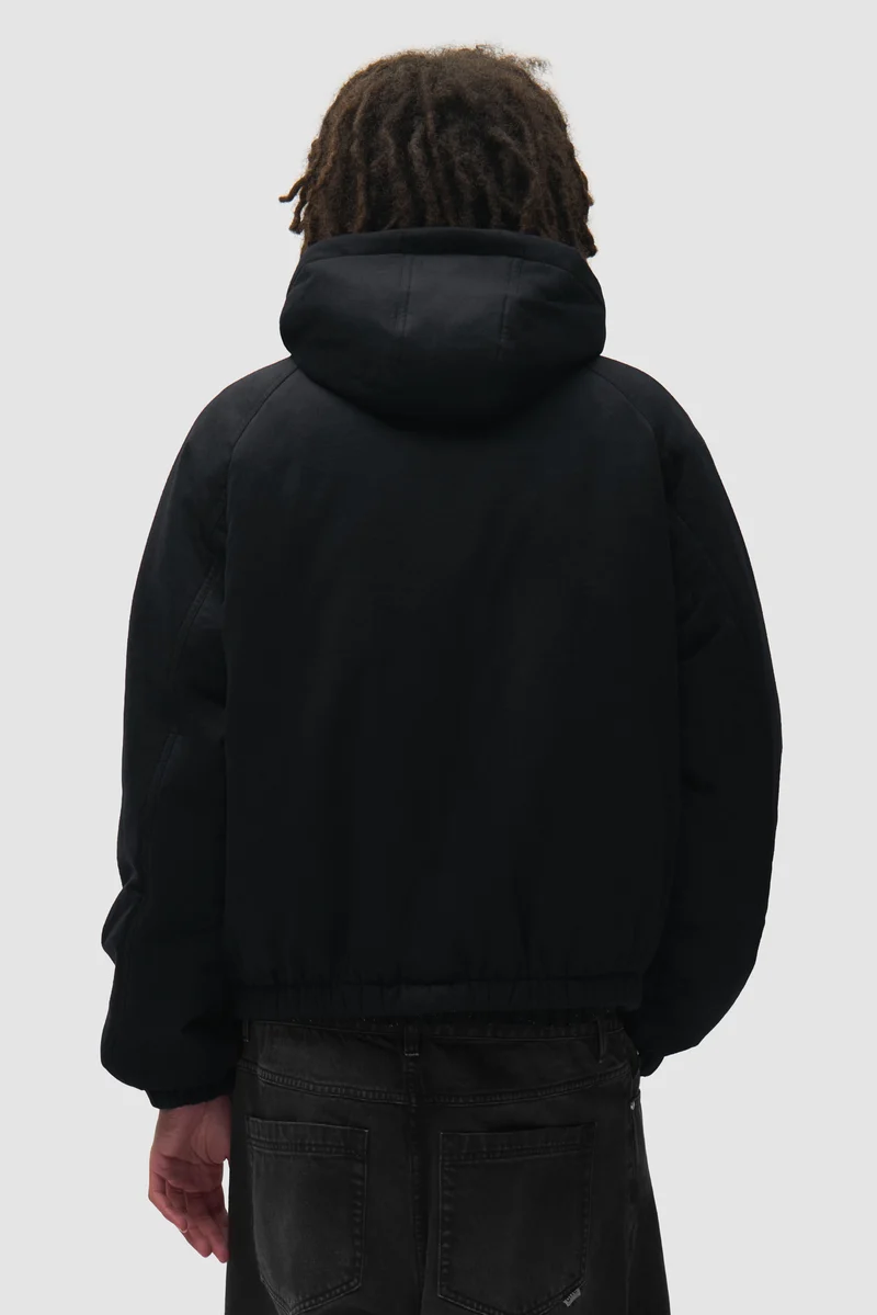 Veste réversible à capuche à carreaux - Noire