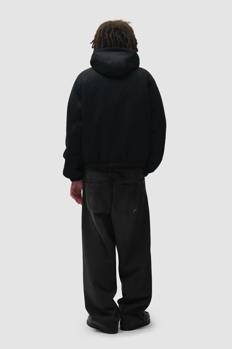 Veste réversible à capuche à carreaux - Noire