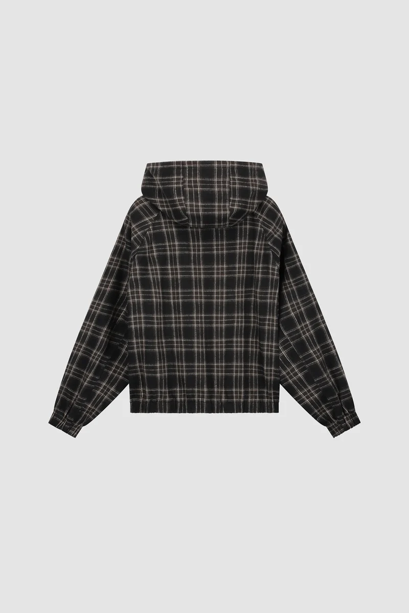 Veste réversible à capuche à carreaux - Noire