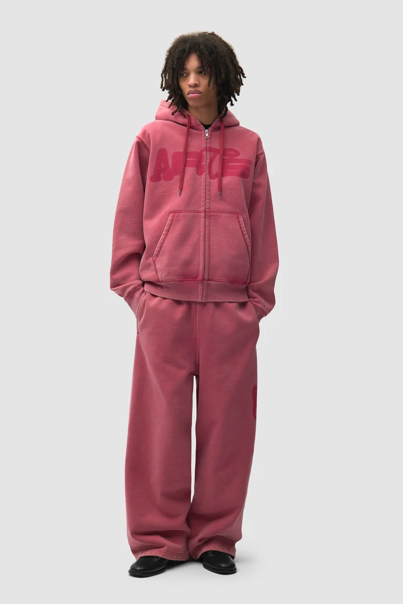 Sweat à capuche zippé « Stencil Sunfade » - Rouge