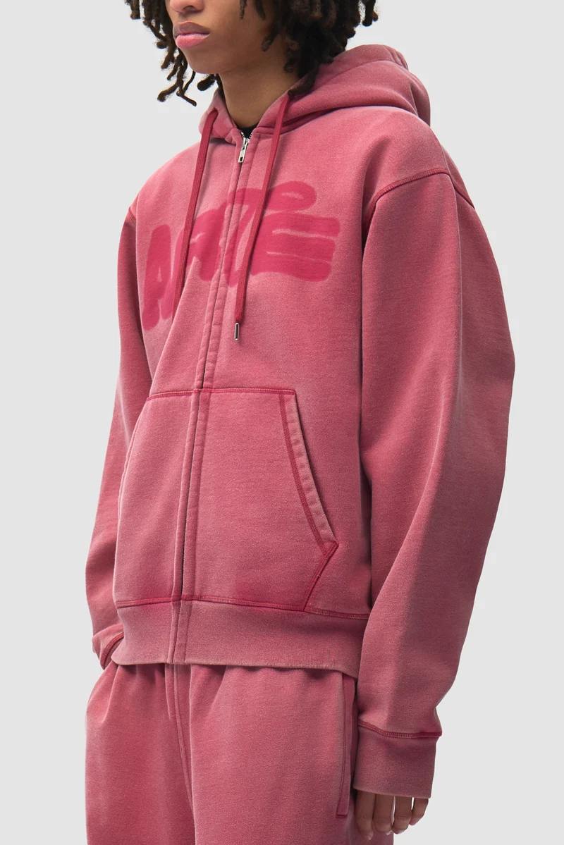 Sweat à capuche zippé « Stencil Sunfade » - Rouge