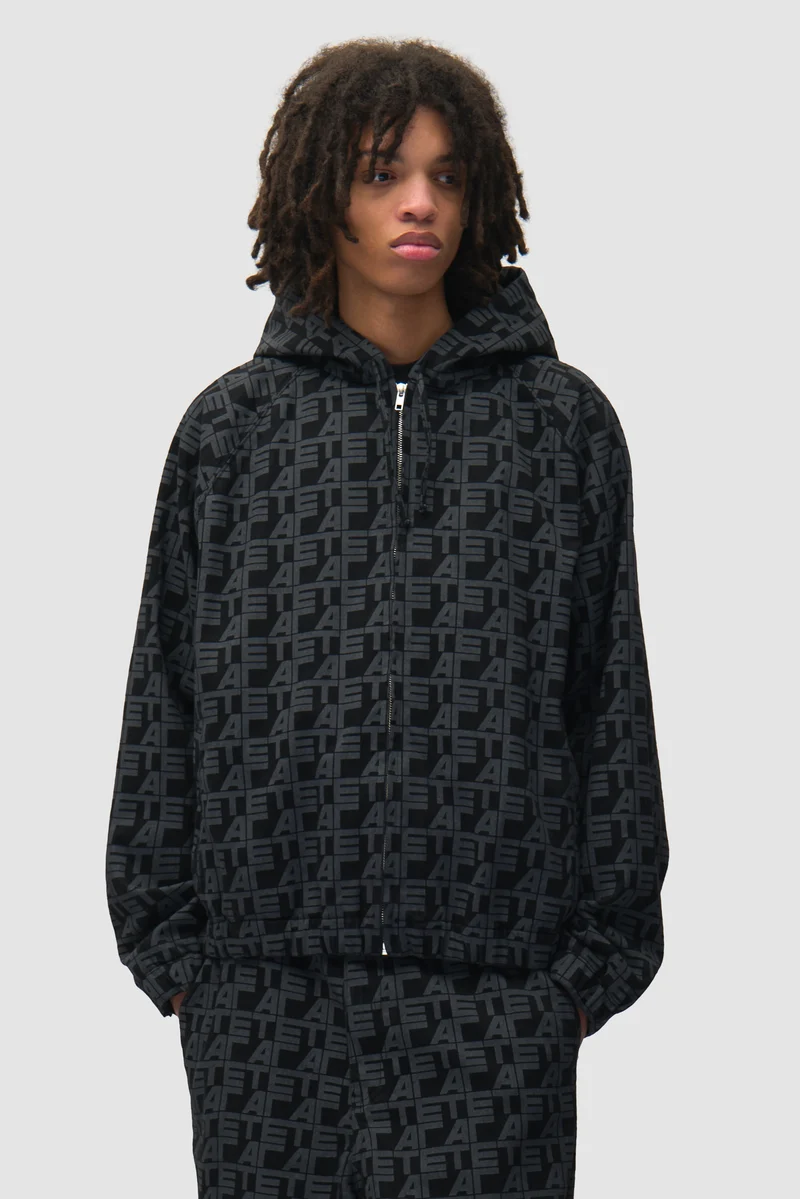 Veste en jean à carreaux sur toute la surface - Jean noir