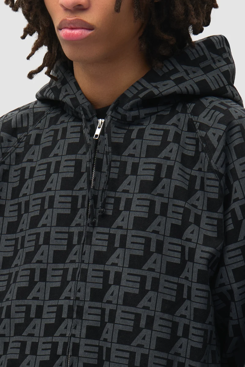 Veste en jean à carreaux sur toute la surface - Jean noir