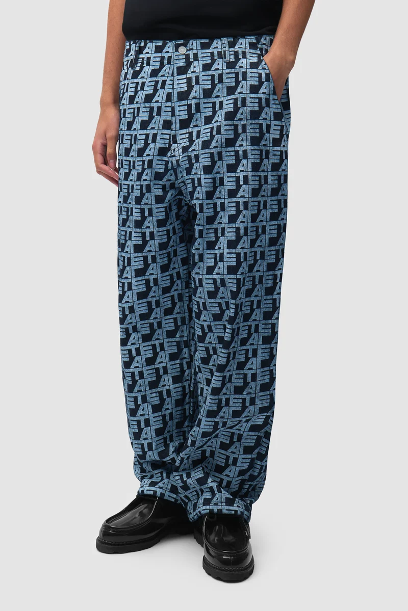 Pantalon à carreaux sur toute la surface - Denim
