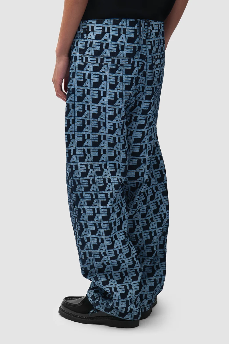 Pantalon à carreaux sur toute la surface - Denim