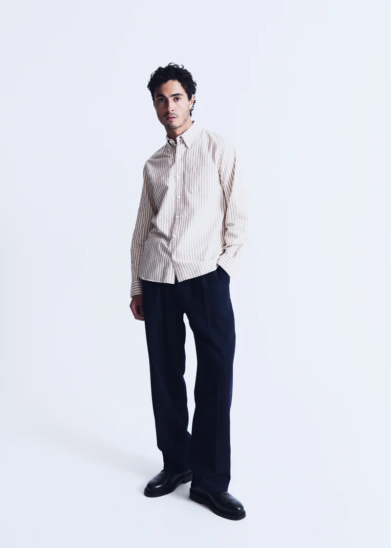 Chemise Calvi beige à rayures