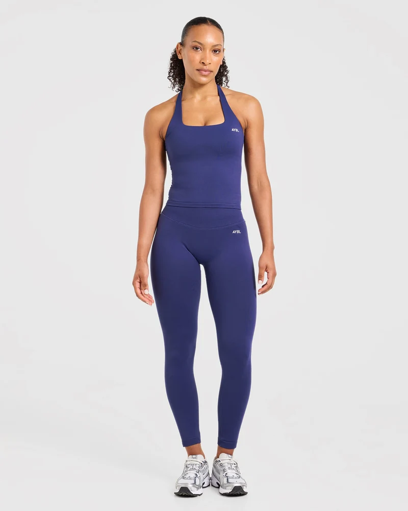 Enhance Seamless Halterneck Top - Storm Blue