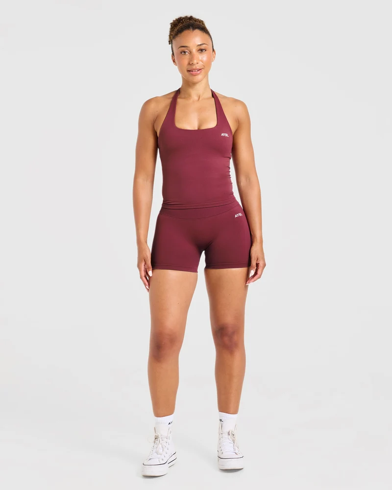 Enhance Seamless Halterneck Top - Mahogany Red