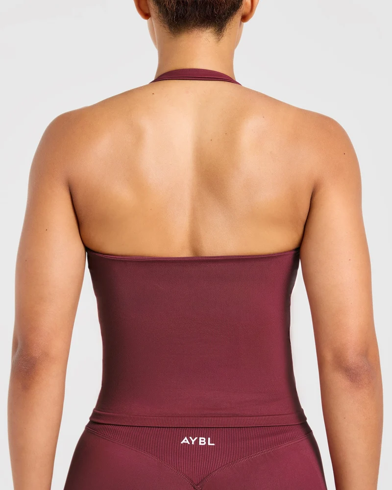Enhance Seamless Halterneck Top - Mahogany Red