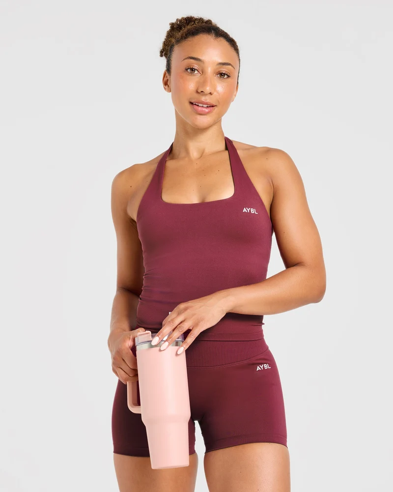 Enhance Seamless Halterneck Top - Mahogany Red