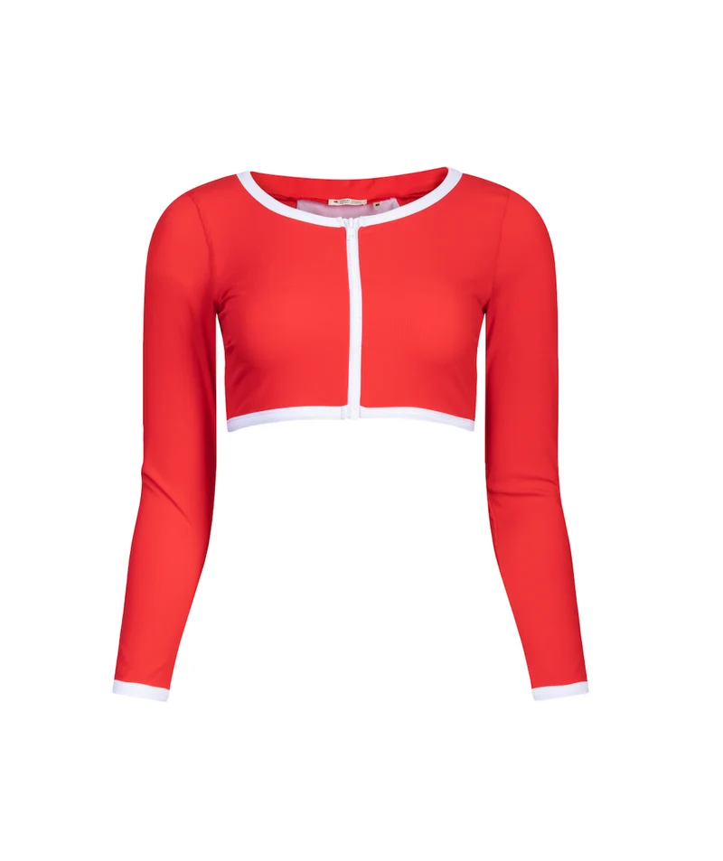 Long sleeve crop top Giulia red UPF 50+