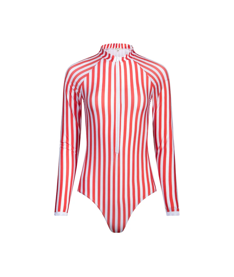 Grande Palombaggia one piece Red/White stripe UPF 50+